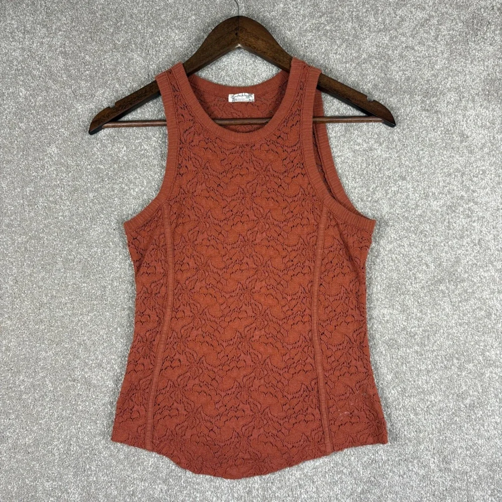 Intimately Free People Rust Orange Lace Sleeveless Tank Top Small SP